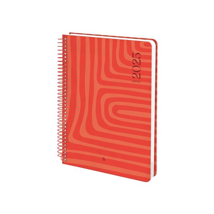 Agenda Espiral Liderpapel Syros A5 2025 Dia Pagina Color Rojo Papel 60 gr Catalan 3