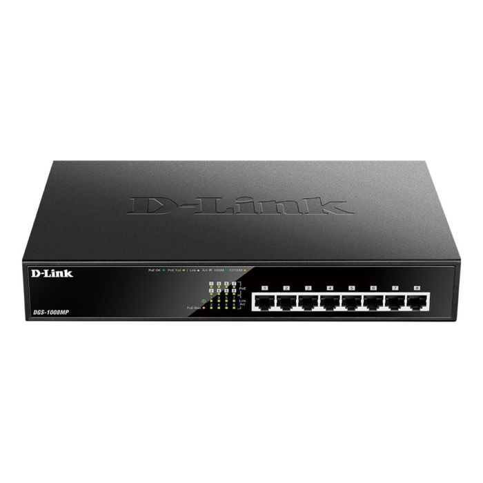 D-Link DGS-1008MP Switch de Red Gigabit PoE+ 8 Puertos 802.3at, 140W de Potencia PoE, No Gestionado, Diseño Silencioso para Escritorio/Rack D-Link DGS-1008MP Switch de Red Gigabit PoE+ 8 Puertos 802.3at, 140W de Potencia PoE, No Gestionado, Diseño Silencioso para Escritorio/Rack