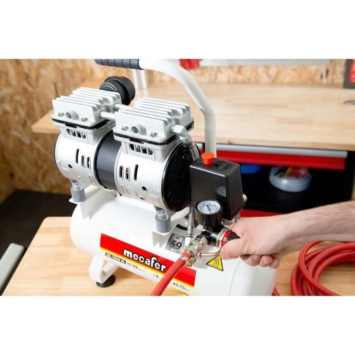 MECAFER Compresor silencioso - 425513 - 6L - 0.5HP - Gris 3 MECAFER Compresor silencioso - 425513 - 6L - 0.5HP - Gris 3