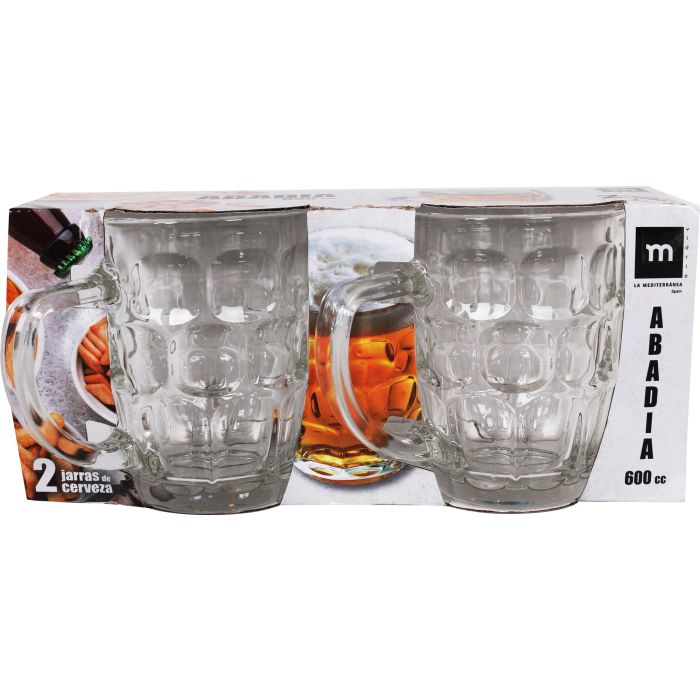 La Mediterranea Set de 2 Jarras de Cerveza Abadía 550 cc (12 Cajas) 1