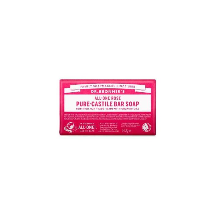 DR. BRONNER´S Jabón en Pastilla Rosas 140g, con Aceites Esenciales Naturales, para higiene diaria, con ingredientes de Comercio Justo