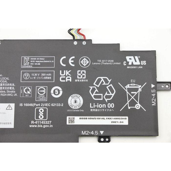 Lenovo Internal lithium-ion battery, 4-cell design, 57Wh capacity, 15.36V output, compatible with select Lenovo laptops. 2 Lenovo Internal lithium-ion battery, 4-cell design, 57Wh capacity, 15.36V output, compatible with select Lenovo laptops. 2