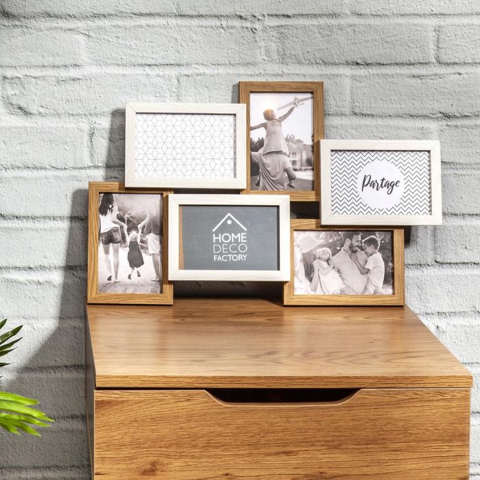 Home Deco Factory Marco para 6 Fotos Madera Blanco Colección Essentiel Decoración Paredes 49x3,4x31,5 cm 4
