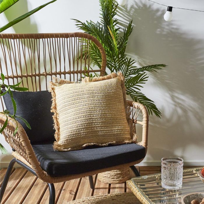 Home Deco Factory Cojín Rafia Natural Mirage Poliéster 40x40 cm 6