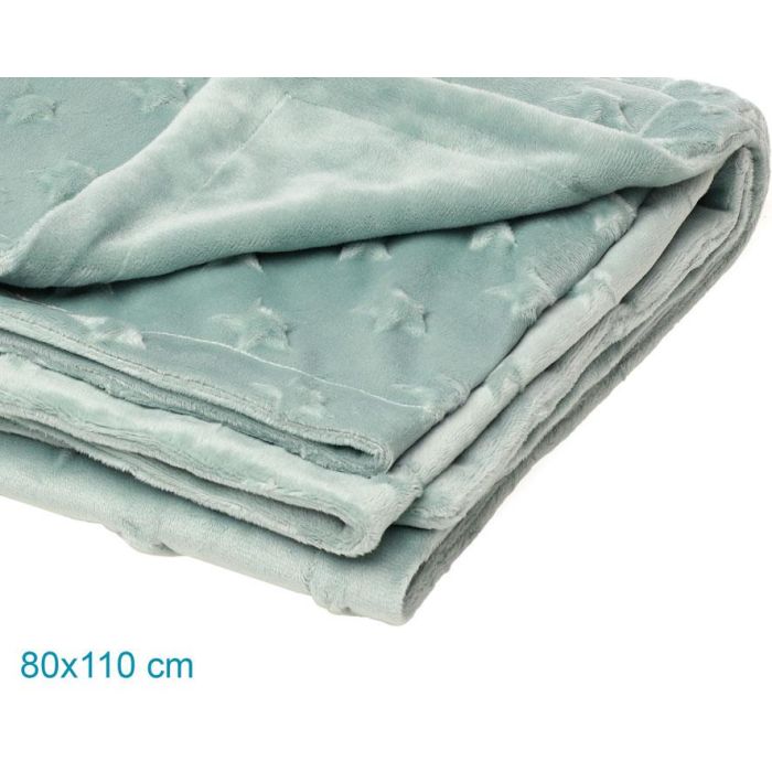 Mantita Para Bebés Color Salvia Con Estrellas En Relieve