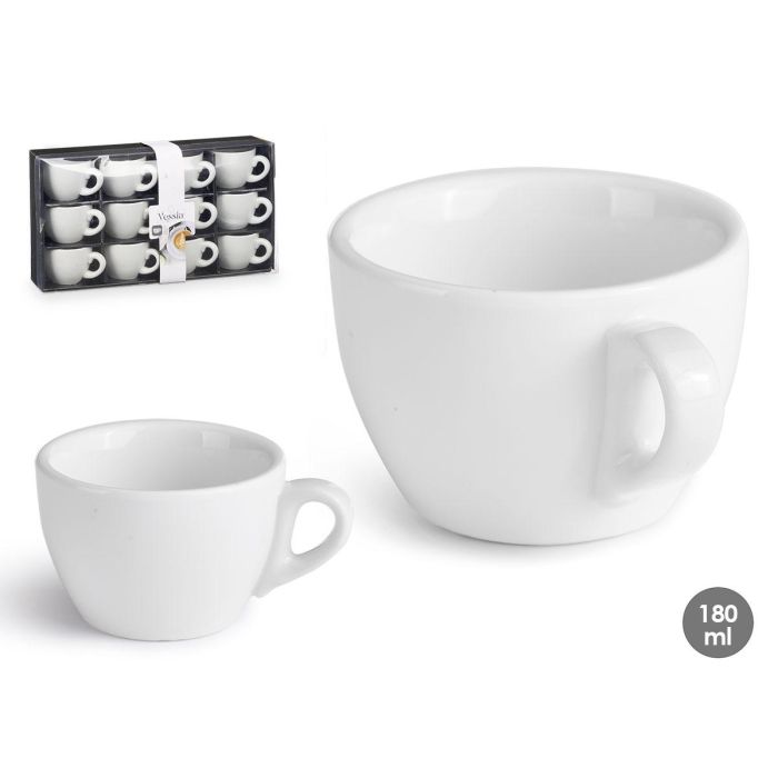 Taza Porcelana Baja 180 Ml Vessia 11X6CM (48 Unidades) Taza Porcelana Baja 180 Ml Vessia 11X6CM (48 Unidades)