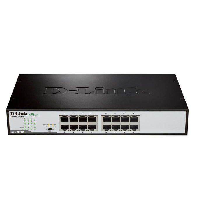 D-Link DGS-1016D/E Switch Gigabit 16 Puertos RJ-45 10/100/1000 Mbps con Ahorro de Energía D-Link Green y Diseño de Sobremesa 1