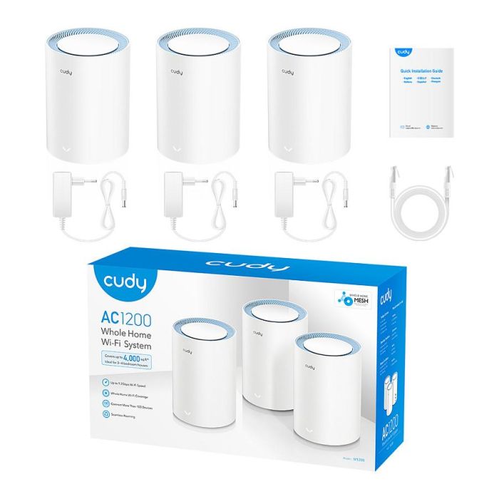 Cudy AC1200 Sistema de Malla Wi-Fi 5 (802.11ac) Doble Banda Blanco 3 Piezas 3