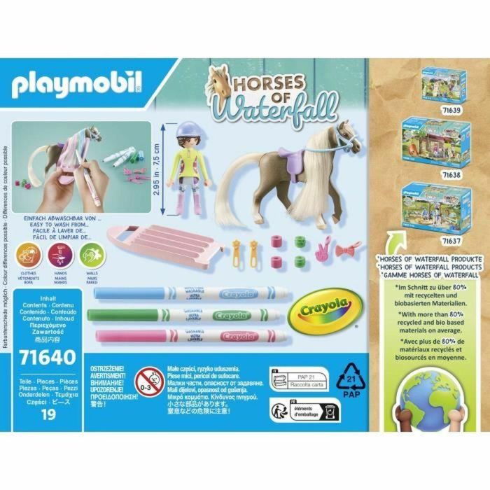 Playmobil Set Caballo Colorear con Rotuladores Lavables CRAYOLA 1