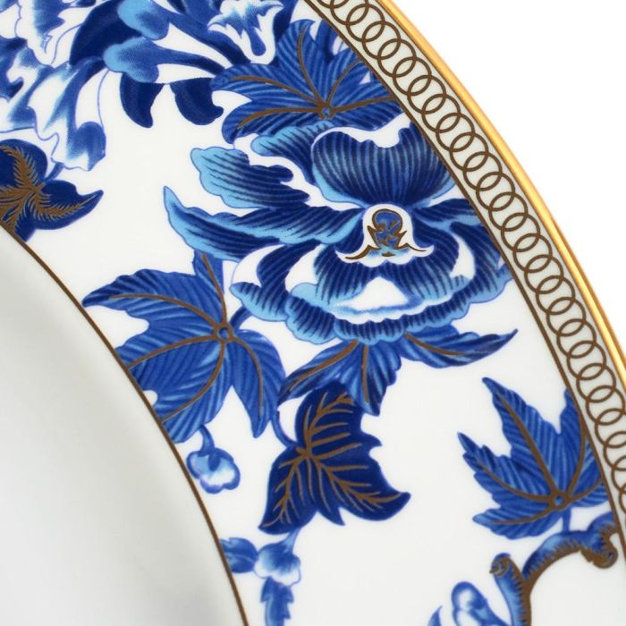 Wedgwood Plato Llano Floral Hibiscus 27 cm (4 Unidades) con Franjas de Oro de 22 Quilates 1