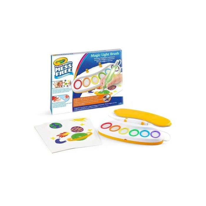 Crayola Colorea sin Manchas Color Wonder Pincel Mágico Luminoso, para Niños +3 Años, Funciona con 3 Pilas AA, 28.5x33x7.3 cm