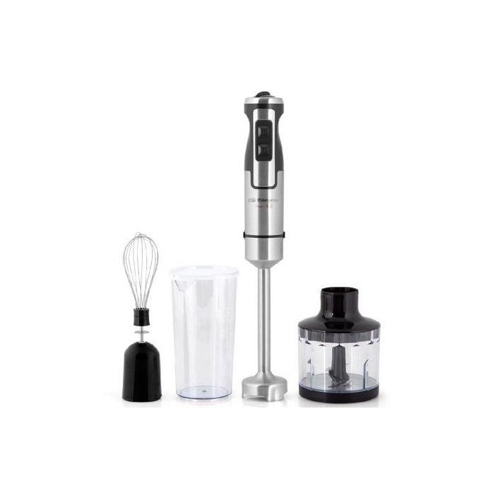 Orbegozo BT 2760 Batidora de Mano 1000W con Vaso 600ml, Picador 500ml y Batidor, Acero Inoxidable, 2 Velocidades + Turbo