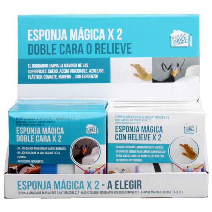 Je cherche une Idee Juego de 2 Esponjas Mágicas Doble Cara para Eliminar Manchas y Limpiar Juntas de Azulejos 12x7 cm 3
