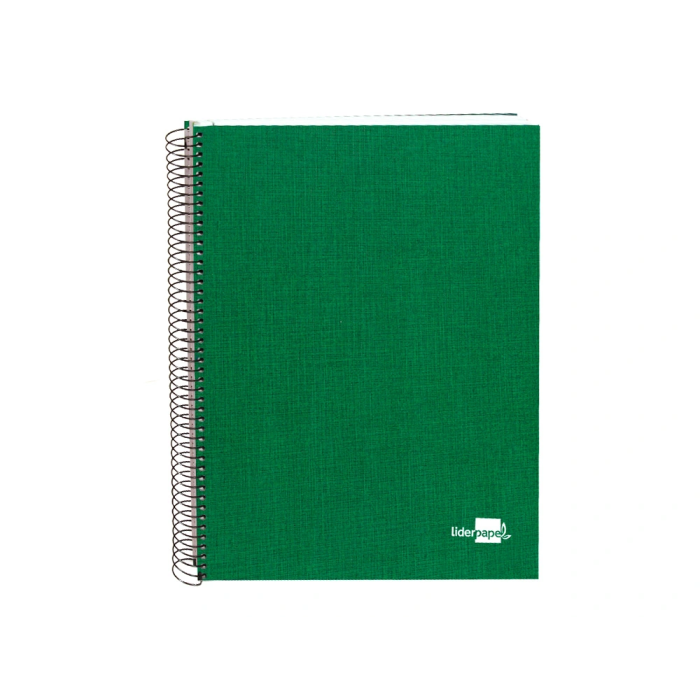 Liderpapel Cuaderno Espiral A4 Micro Papercoat Tapa Forrada 140 Hojas 75gr Cuadro 5mm Banda S 4 Taladros Verde 1