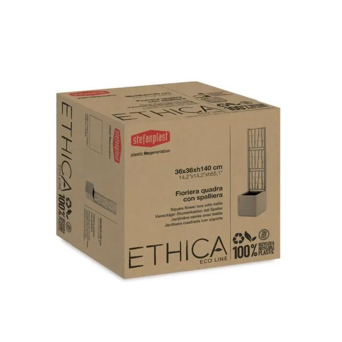 Stefanplast Jardinera Deluxe Cuadrada con Rejilla Gris Piedra 43x43xh142cm 2