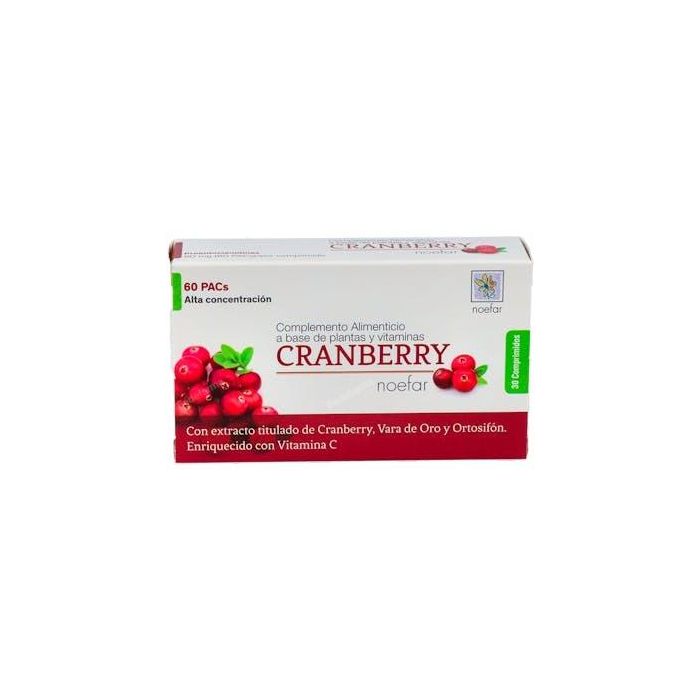 NOEFAR Cranberry Cistop 30 Comprimidos con Arándano Rojo, Vara de Oro, Ortosifón y Vitamina C para Vías Urinarias (60mg PACs)