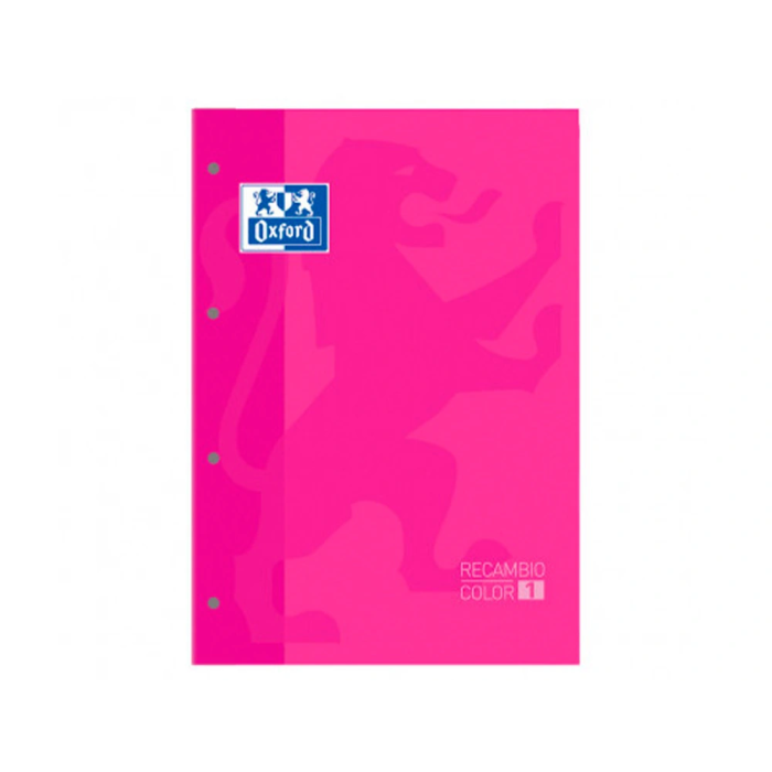 Oxford Recambio Din A4+ 80 Hojas 90 Gr Cuadro 5 mm 4 Taladros Color Fucsia 1