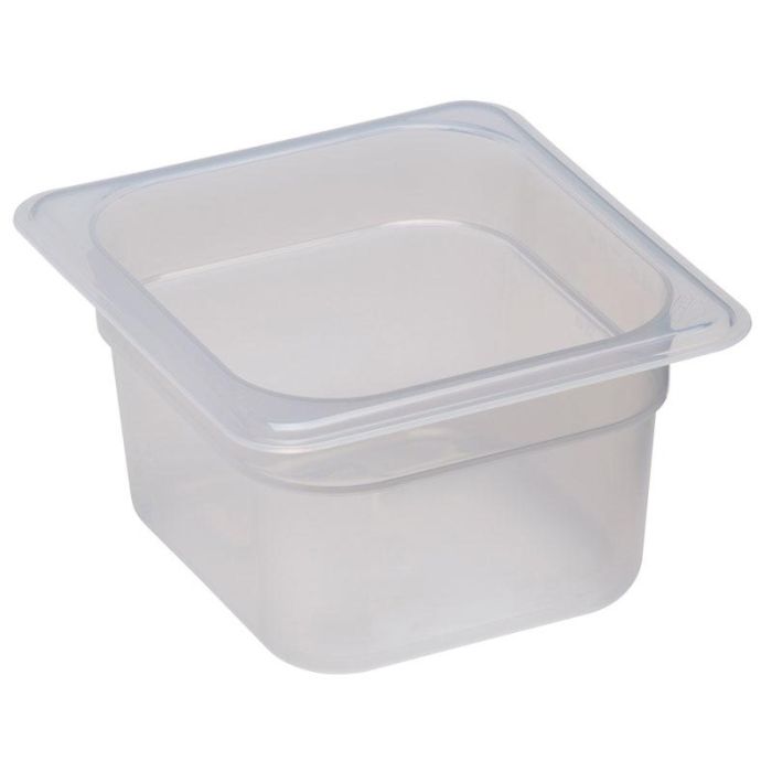 CAMBRO - 64PP-190 - Recipiente GN 1/6 1,5 L - 16,2 x 17,6 x 10 cm (No incluye tapa) - Blanco translúcido - Venta 1 unidad.