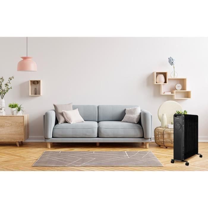Radiador eléctrico en baño de aceite 2000W OCEANIC - 3 potencias - Termostato electrónico - Mando a distancia - Móvil - Negro 4 Radiador eléctrico en baño de aceite 2000W OCEANIC - 3 potencias - Termostato electrónico - Mando a distancia - Móvil - Negro 4