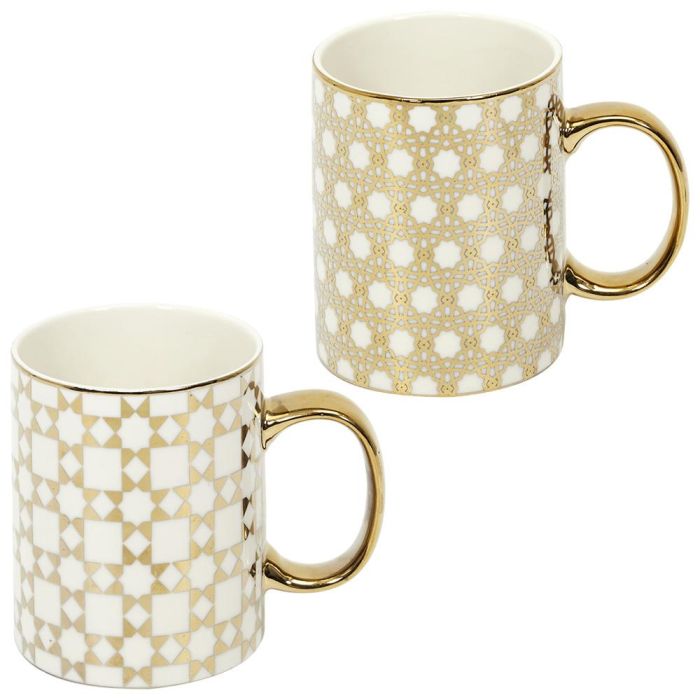 Home Deco Factory Mug 300 Ml Gold Lounge Decoración Cerámica 2 Home Deco Factory Mug 300 Ml Gold Lounge Decoración Cerámica 2