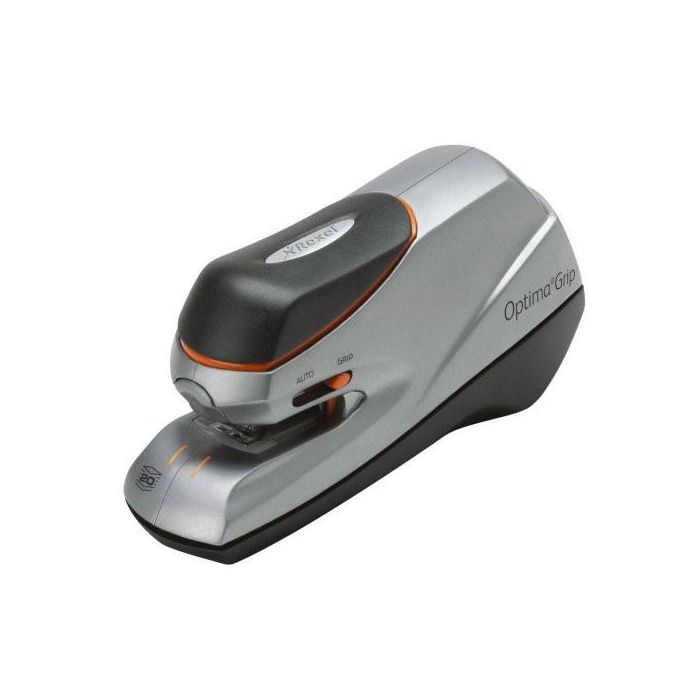 Rapid Grapadora Eléctrica Optima Grip Portátil Compacta, Grapado Automático o Manual, Capacidad 20 Hojas, Gris/Negro 1