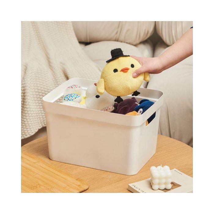 Confortime Caja Organizadora Multiusos Plástico Tapa Bambú L 36 x 27 x 23 cm 4