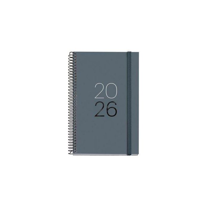 Agenda Anual (2026) Miquelrius Basic Calm Espiral Tapa Extra Con Goma Activa 117X182 D/P Grafito