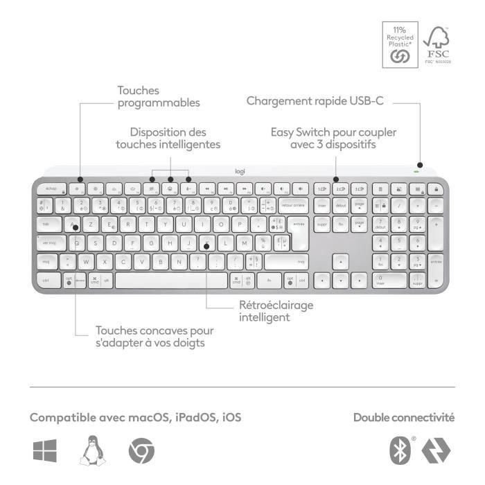 Logitech LOG1686905232505 Teclado Inalámbrico MX Keys S Bluetooth Retroiluminado Teclas Silenciosas Gris Claro 5 Logitech LOG1686905232505 Teclado Inalámbrico MX Keys S Bluetooth Retroiluminado Teclas Silenciosas Gris Claro 5