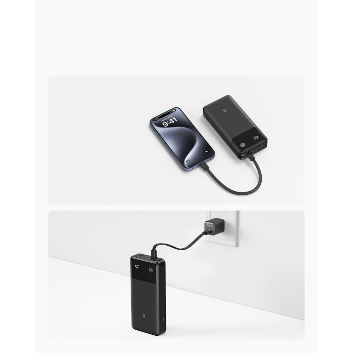 Anker PowerBank 20000 mAh 30W, 1 USB-A, 2 USB-C, incluye cable USB-C, color negro 4 Anker PowerBank 20000 mAh 30W, 1 USB-A, 2 USB-C, incluye cable USB-C, color negro 4