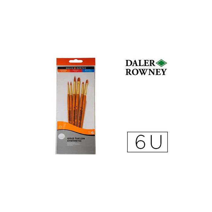 Pinceles Daler Rowney Simply Art Sintentico Mango Corto Dorado Blister De 6 Unidades