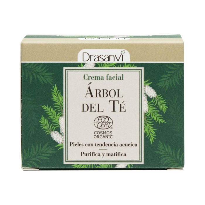 DRASANVI Crema Facial Árbol del Té 50ml, Hidratante y Purificante para Piel Mixta/Grase, Ecocert Bio