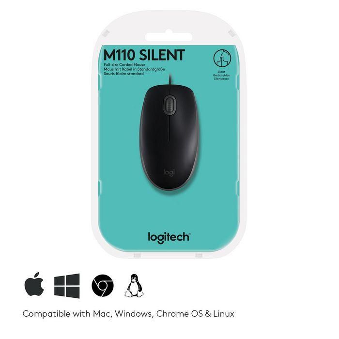 Logitech B110 Silent Ratón USB Óptico Silencioso Plug & Play Ambidextro Negro 6