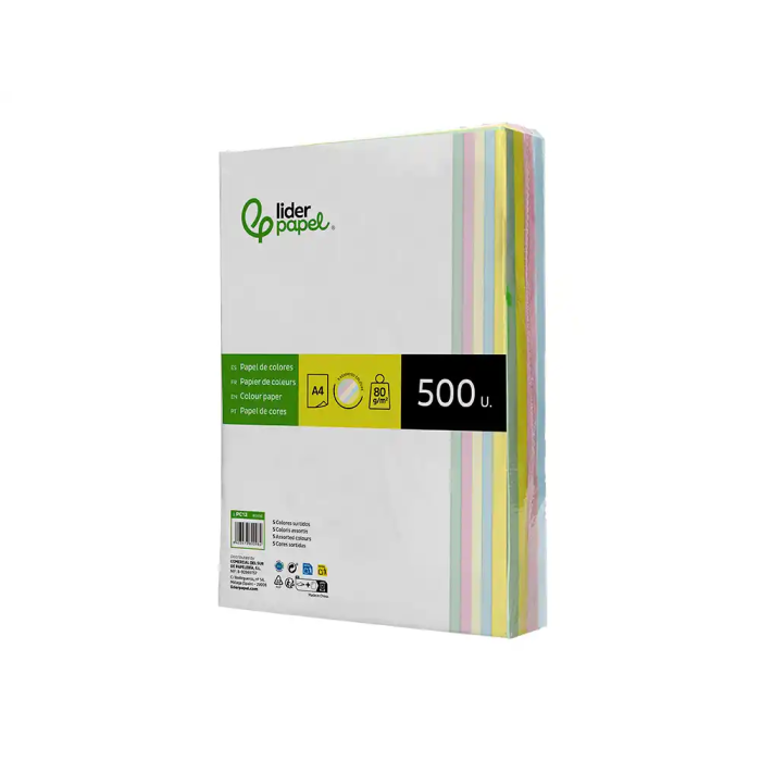 Liderpapel Papel Color A4 80gr 500 Hojas (5 Colores Surtidos) para Impresora Ink-jet, Laser y Fotocopiadoras 2 Liderpapel Papel Color A4 80gr 500 Hojas (5 Colores Surtidos) para Impresora Ink-jet, Laser y Fotocopiadoras 2