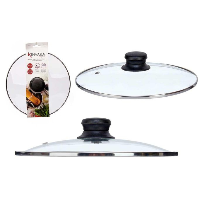 Tapa de Cristal con Filo Plata 24 cm Kinvara - Vidrio y Metal (12 Unidades) Tapa de Cristal con Filo Plata 24 cm Kinvara - Vidrio y Metal (12 Unidades)