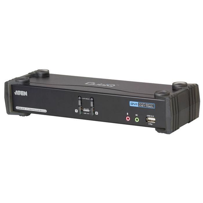 Aten CS1782A 2-Port USB DVI Dual Link KVMP Switch con Audio y Hub USB 2.0 (Cables KVM y Sonido Incluidos)