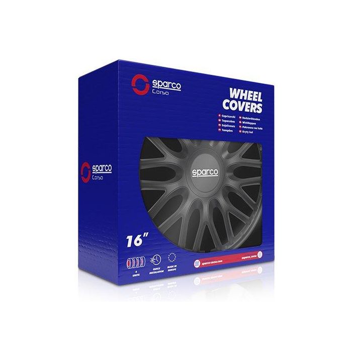 Sparco Tapacubos Roma Negro 16" SPC1696BK 4 Unidades 2 Sparco Tapacubos Roma Negro 16" SPC1696BK 4 Unidades 2