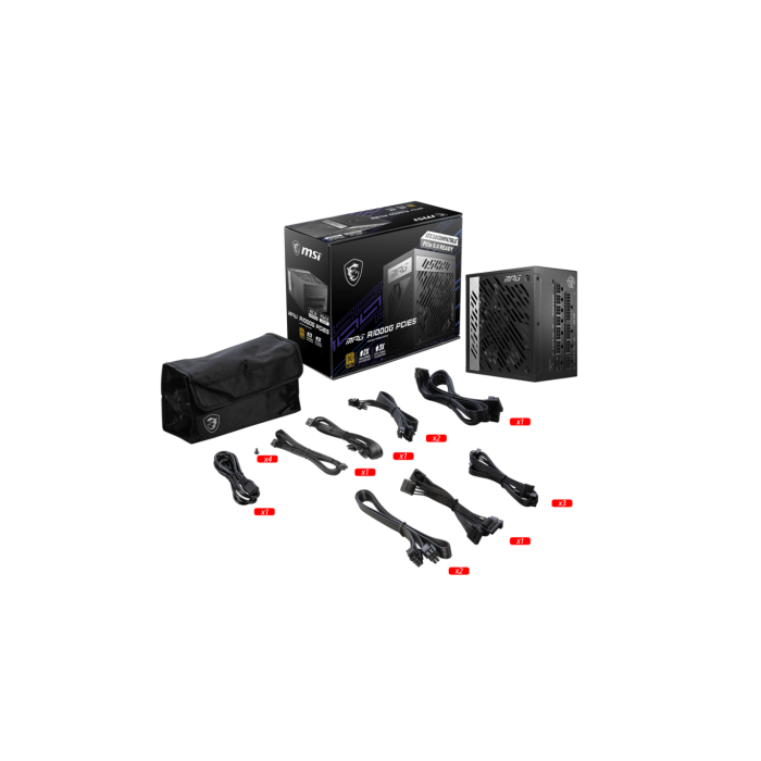 MSI MPG A1000G PCIE5 Fuente de Alimentación 1000W 80 PLUS Gold ATX 3.0 Negro - 306-7ZP7C11-CE0 4 MSI MPG A1000G PCIE5 Fuente de Alimentación 1000W 80 PLUS Gold ATX 3.0 Negro - 306-7ZP7C11-CE0 4