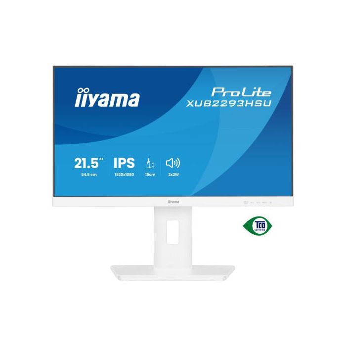 Monitor Iyama Prolite, 21,5 Pulagads, 54,5 Cm, Ips Panel Technology Led, 1920X1080, 100 Hz, Mate Blanca 1
