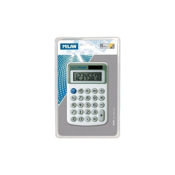 Milan Calculadora 40918BL Gris Calculadora de sobremesa 8 dígitos, 3 teclas de memoria, alimentación dual solar y pila