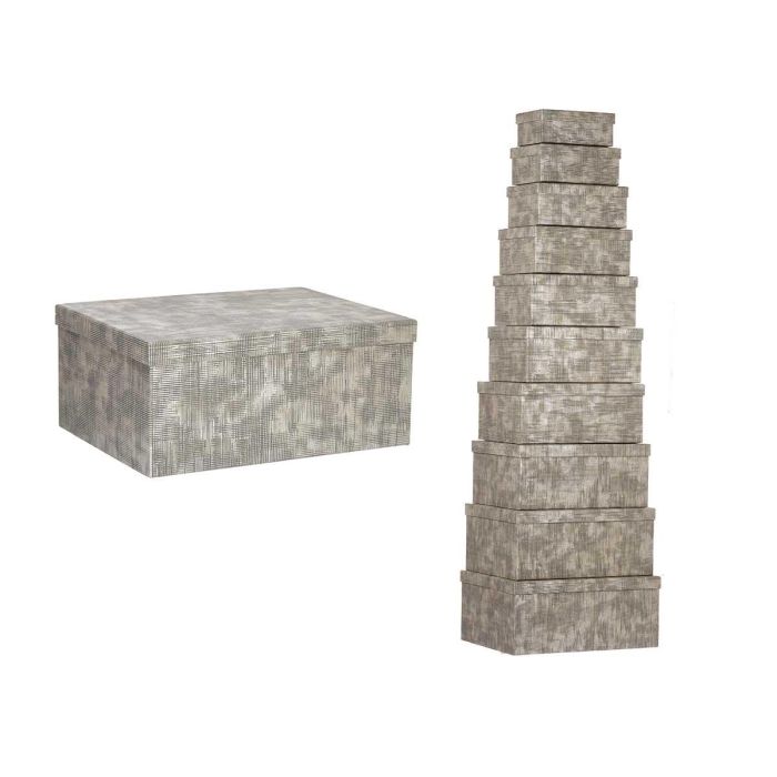 Set 10 Cajas de Cartón Rectangular Antracita con Rayas Pincello 37x16x29 cm (2 Unidades) Set 10 Cajas de Cartón Rectangular Antracita con Rayas Pincello 37x16x29 cm (2 Unidades)