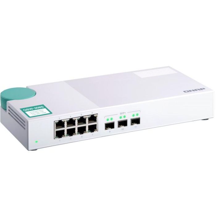 QNAP QSW-308S Switch No Administrado 8 Puertos Gigabit Ethernet + 3 Ranuras SFP+ 10G 8 QNAP QSW-308S Switch No Administrado 8 Puertos Gigabit Ethernet + 3 Ranuras SFP+ 10G 8