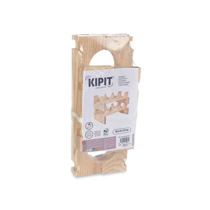 Botellero de Madera Apilable para 6 Botellas Kipit 36.5x7x15 cm 2 Botellero de Madera Apilable para 6 Botellas Kipit 36.5x7x15 cm 2