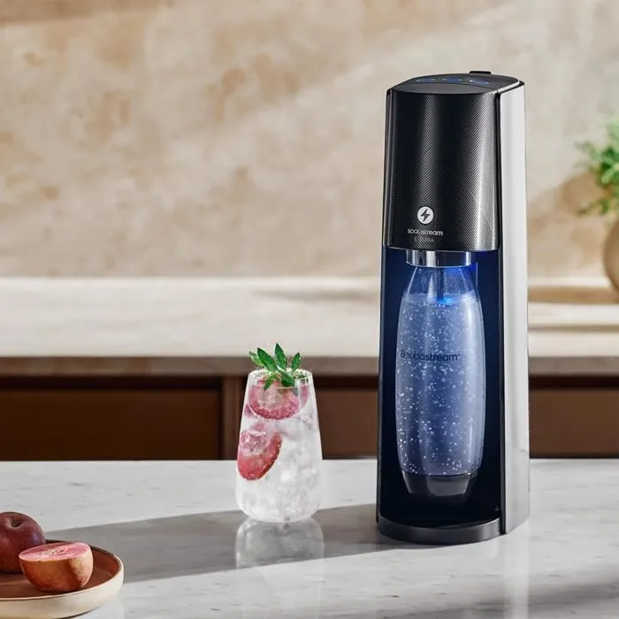 Máquina para preparar agua con gas y soda - SODASTREAM - E-TERRA - 1 botella apta para lavavajillas - 1 recarga de gas de 60 l - Color negro 2 Máquina para preparar agua con gas y soda - SODASTREAM - E-TERRA - 1 botella apta para lavavajillas - 1 recarga de gas de 60 l - Color negro 2