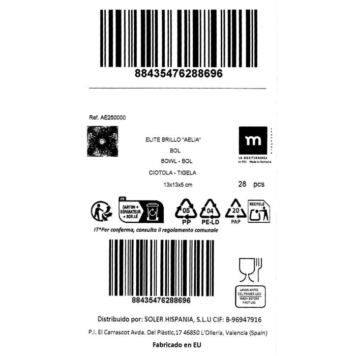 La Mediterranea Bol Aelia Elite Brillo 13 x 13 cm (28 Unidades) 2 La Mediterranea Bol Aelia Elite Brillo 13 x 13 cm (28 Unidades) 2