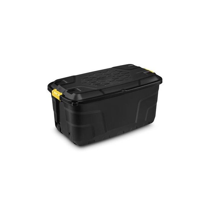 Caja Almacenamiento Strata By Cep Hw440 145 Litros Apilable Con Tapa Servicio Pesado Negro