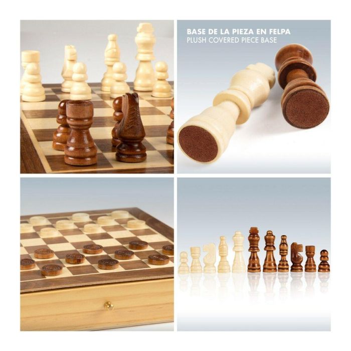 Tablero de Ajedrez y Damas CB Games Madera Cajón (4 Unidades) 2 Tablero de Ajedrez y Damas CB Games Madera Cajón (4 Unidades) 2