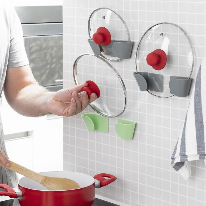 Set de 3 Soportes Adhesivos para Tapas de Cocina Smarack InnovaGoods 7 Set de 3 Soportes Adhesivos para Tapas de Cocina Smarack InnovaGoods 7