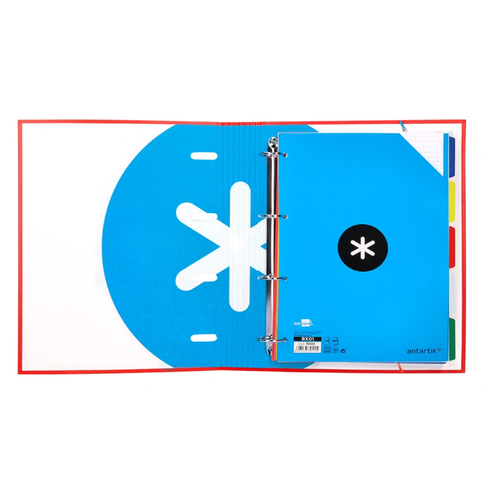 Antartik Carpeta con recambio A4 cuadro 5mm con solapa y 4 anillas 40mm, color rojo 8 Antartik Carpeta con recambio A4 cuadro 5mm con solapa y 4 anillas 40mm, color rojo 8