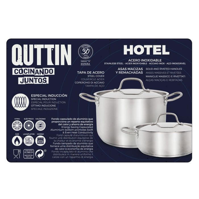 Cacerola con tapa de acero inoxidable Quttin 30 cm, 7.5 litros (2 Unidades) 6 Cacerola con tapa de acero inoxidable Quttin 30 cm, 7.5 litros (2 Unidades) 6