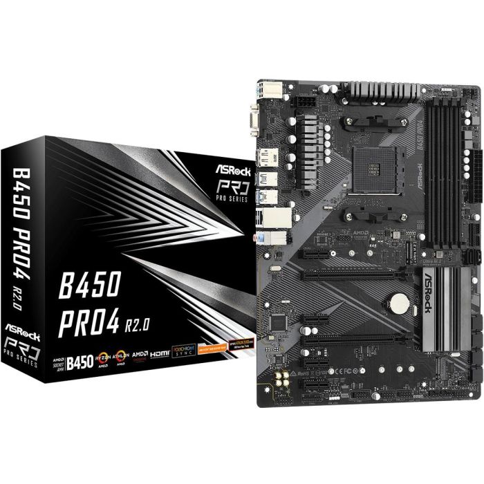 ASRock B450 Pro4 R2.0 Placa Base AMD B450 Socket AM4 ATX - 90-MXBEE0-A0UAYZ 0 ASRock B450 Pro4 R2.0 Placa Base AMD B450 Socket AM4 ATX - 90-MXBEE0-A0UAYZ 0